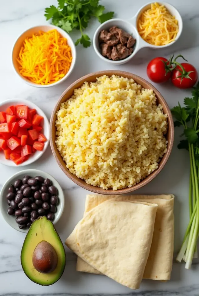 Ingredients forbest rice recipe for breakfast burritos