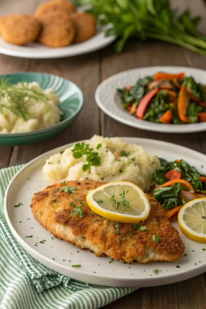 Tender Baked Chicken Cutlets on a Platter