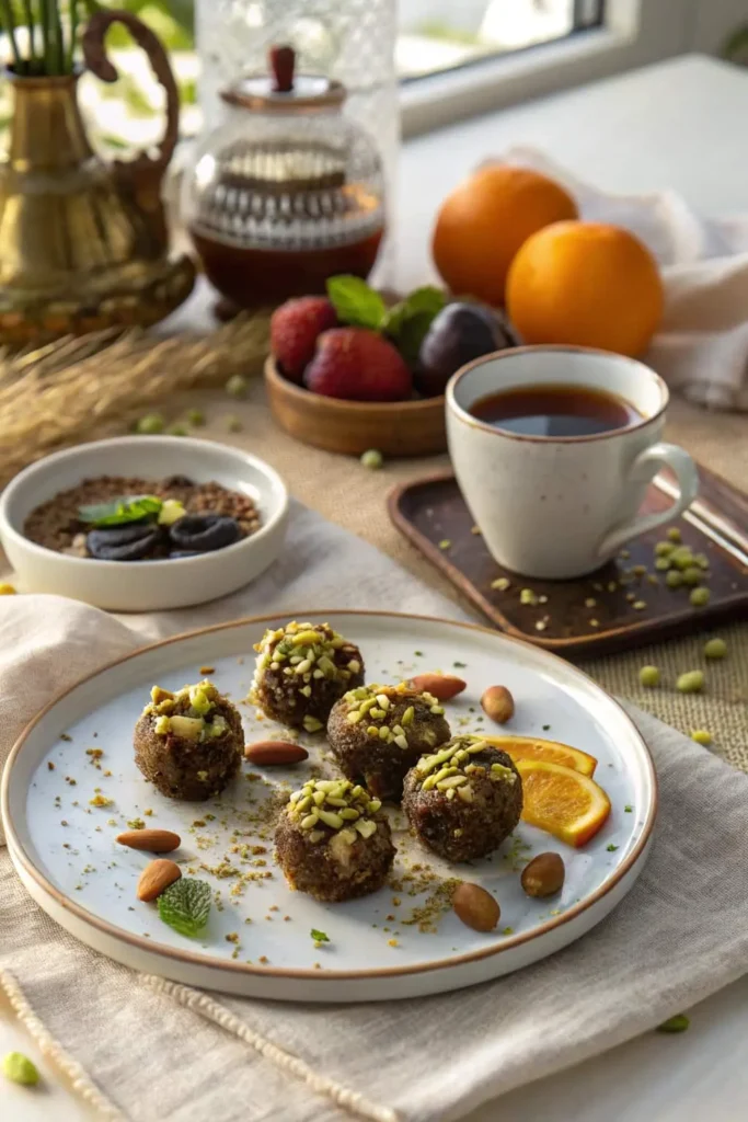 Healthy Date Palm Bites with Cocoa and Nuts