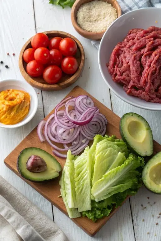 Fresh Ingredients for the Perfect Burger Bowl Recipe