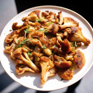 Golden-Brown Lion’s Mane Mushroom Dish with Fresh Garnish