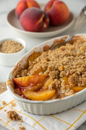 Delicious Peach Crumble Fresh from the Oven