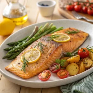 Golden-Baked Steelhead Trout with Lemon and Rosemary