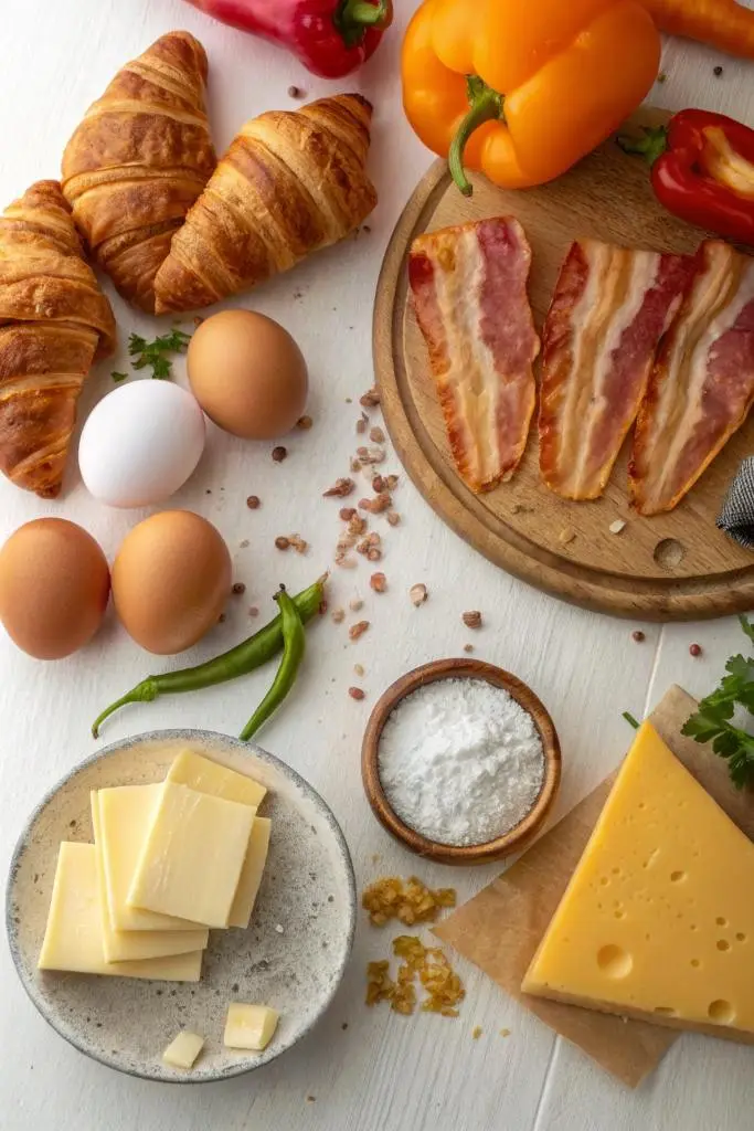 Melty Cheese Pull – bacon egg cheese croissant Food Photography