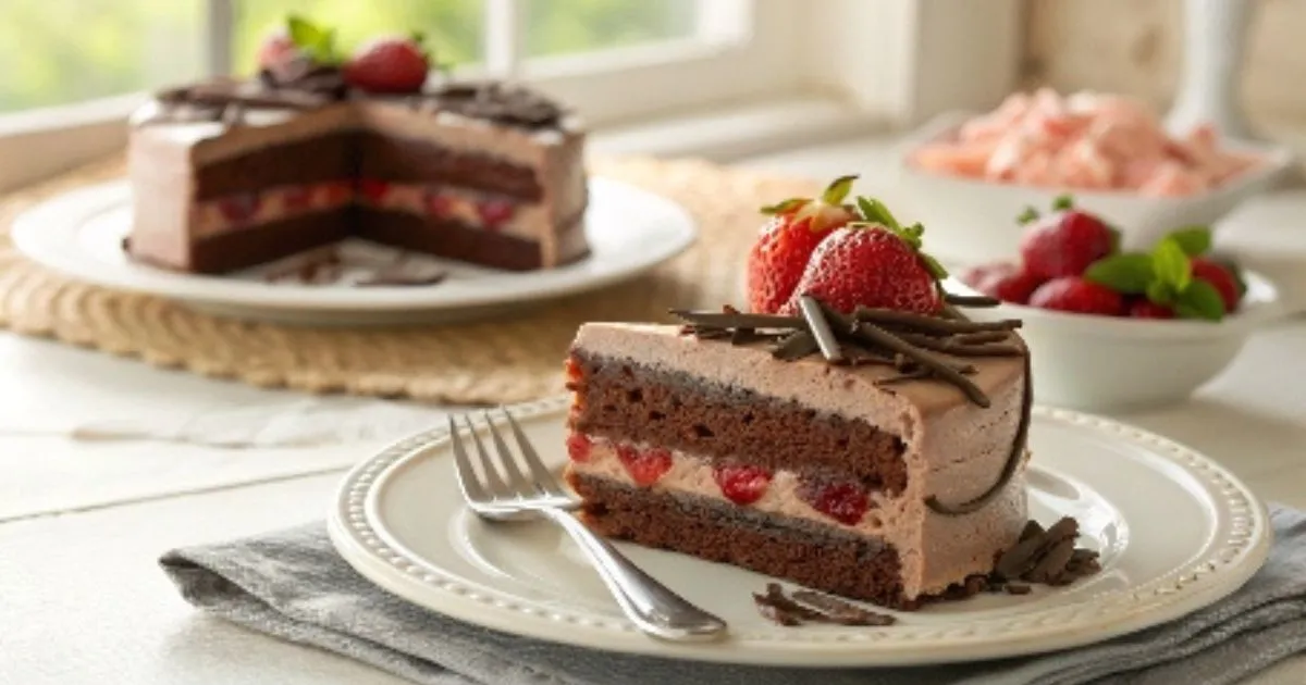 Chocolate Strawberry Cake with Fresh Berry Garnish
