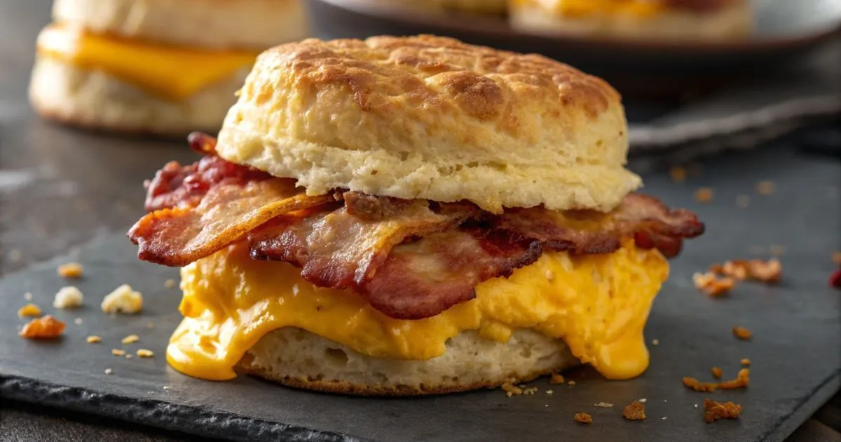 Flaky bacon egg cheese biscuit​ - Homemade Breakfast Sandwich PerfectionFlaky Bacon Egg Cheese Biscuit - Homemade Breakfast Sandwich Perfection