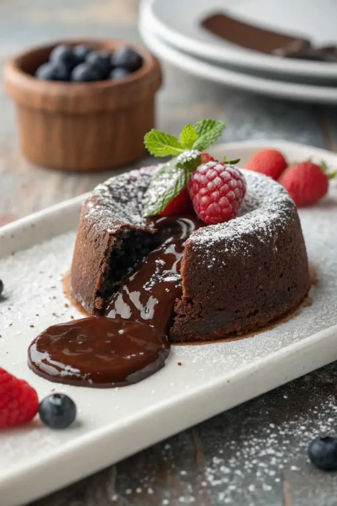 Homemade gluten free chocolate lava cake with Vanilla Ice Cream