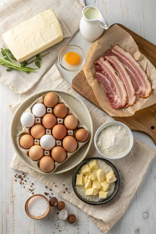 Fresh Ingredients for bacon egg cheese biscuit​  - Homemade Breakfast Essentials