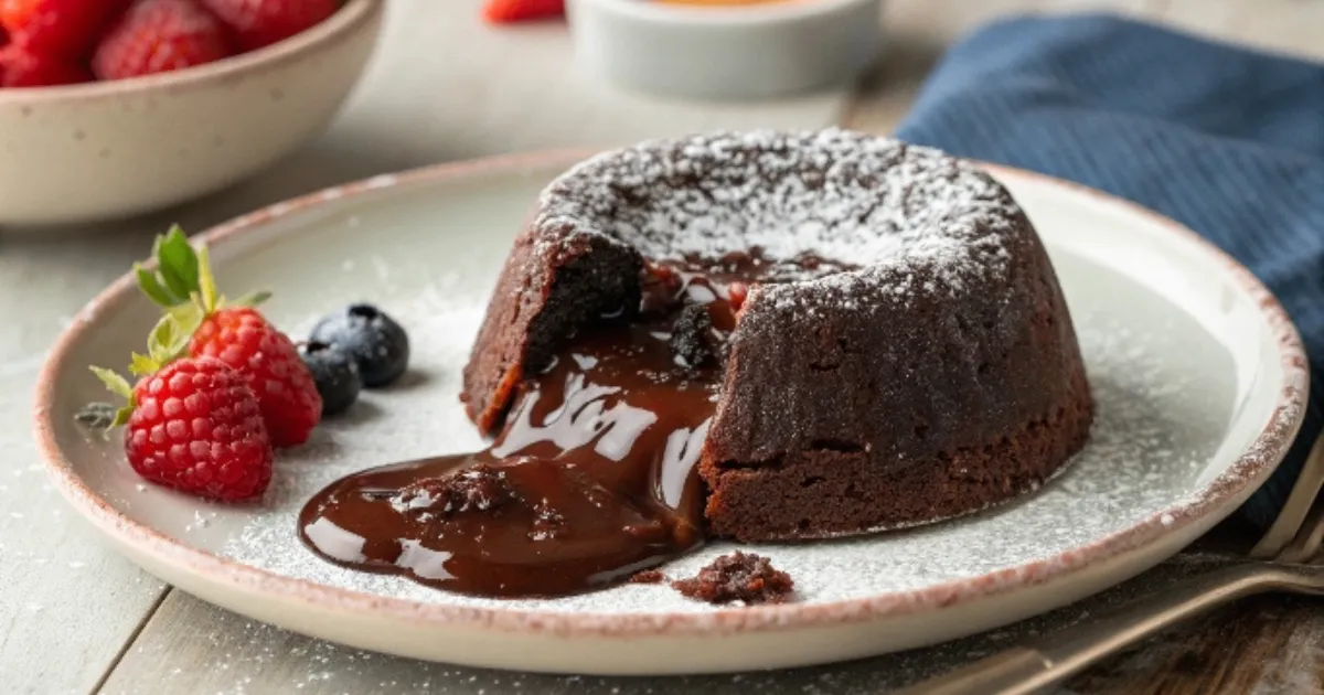 Decadent gluten free chocolate lava cake with Melting Center
