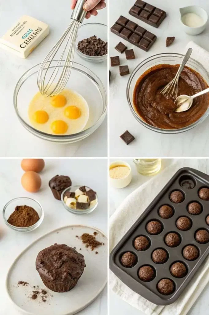 Easy Mini Brownie Bites Recipe Ingredients Flat Lay