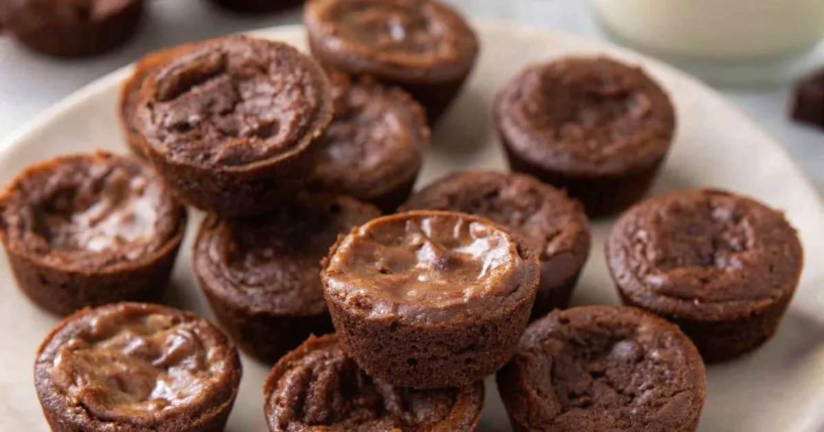 Freshly Baked Mini Brownie Bites with Crackled Tops